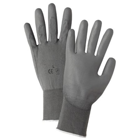 West Chester Protective Gear Polyurethane, Flat, Palm & Fingers, 4 Abrasion Level, Gray, S 813-713SUCG/S